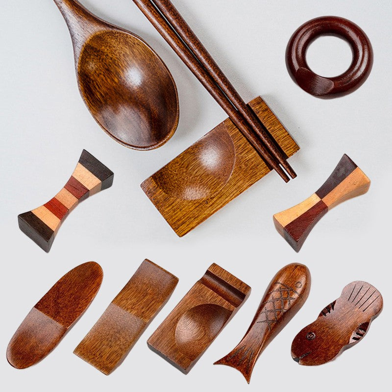 Descanso de hashis estilo japonês, suporte de madeira para colher e hashis, prateleira decorativa, acessórios para mesa de jantar ????