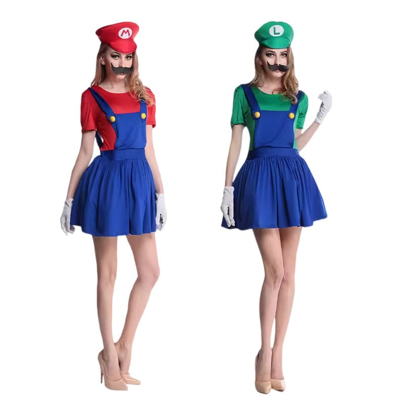 Game Marios Super Luigi Brothers Uniform Set Cosplay Costumes Funny Anime Adult Men Jumpsuit Woman Dress Halloween Costume