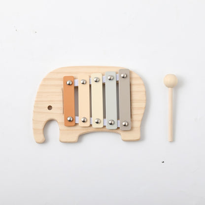1pc Baby Wooden Rattle Wooden Elephant Xylophone Baby 0 3 Years Toys Make Sound Toys Music Rattle Wooden Kids Instruments Toys