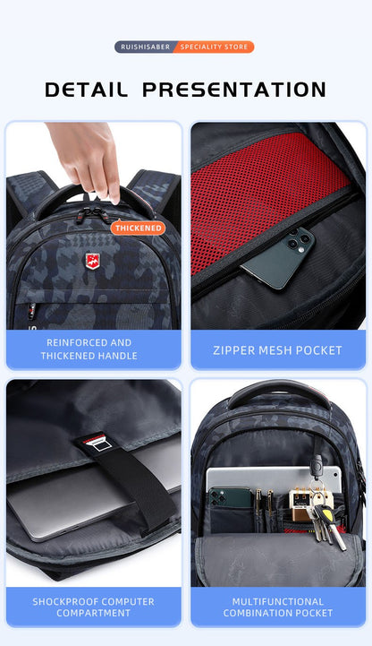 2025 New Waterproof Man Backpack Fit 17inch Laptop USB Charging Backpack Women Oxford Travel Male Bag Vintage School Bag Mochila