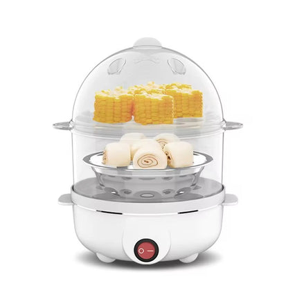 Panela de Cozinhar Ovo Elétrica Multifuncional Panela de Ovo de Camada Dupla Mini Vaporizador Cozedor de Ovo Máquina de Café da Manhã para Cozinha
