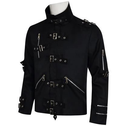 Michael Jackson cosplay Costume BAD Punk Jacket Black Slim BAD Jacket Costume T-shirt Belt Clothing Adore Stars Impersonator