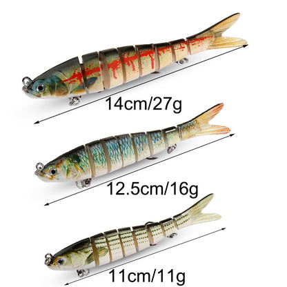 Isca Swimbait 11g 16g 27g Multi Articulada Lenta Afundante Segmentada Biônica Natação Pesca Baixo Anzol Triplo Pesca de Carpa Isca Dura