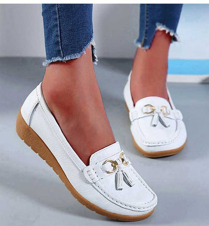 Women Shoes Nurse Loafers Shoes Classics Flats Zapatos Mujer Comfortable Flat Shoes Women White Casual Leather Women's Footwear