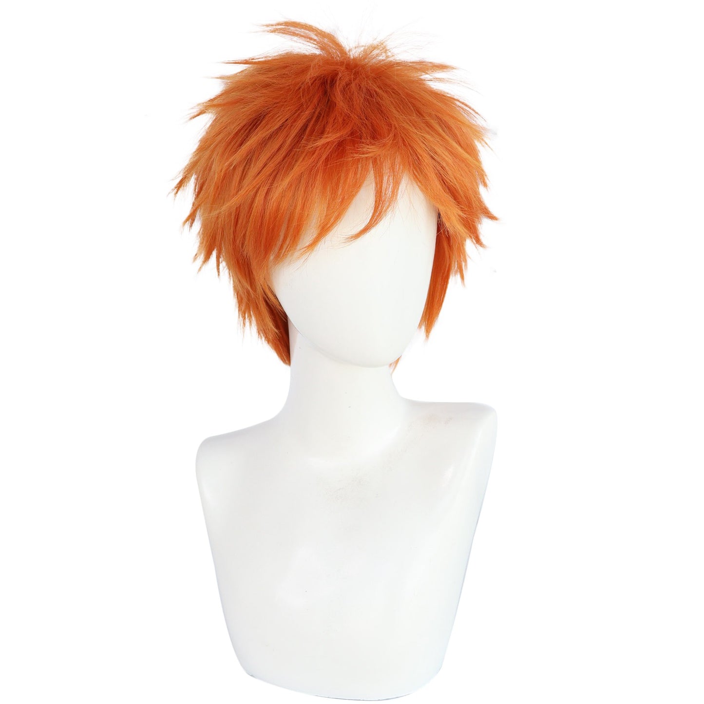 Synthetic Short Straight Orange Men Cosplay Wig with Bangs for Halloween Thanksgiving Day Christmas