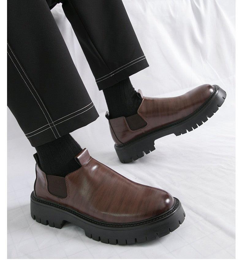 High Quality Thick Soled Leather Shoes Male Trend Men’s Dress Shoes Formal Leather Platform Loafers Shoes For Man