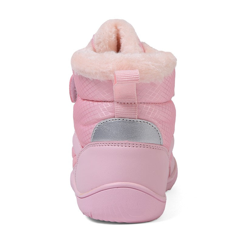New Children's wide toe barefoot snow boots Little/Big/Kid Wide Toe Minimalist Sneakers Girls waterproof high-top cotton shoes