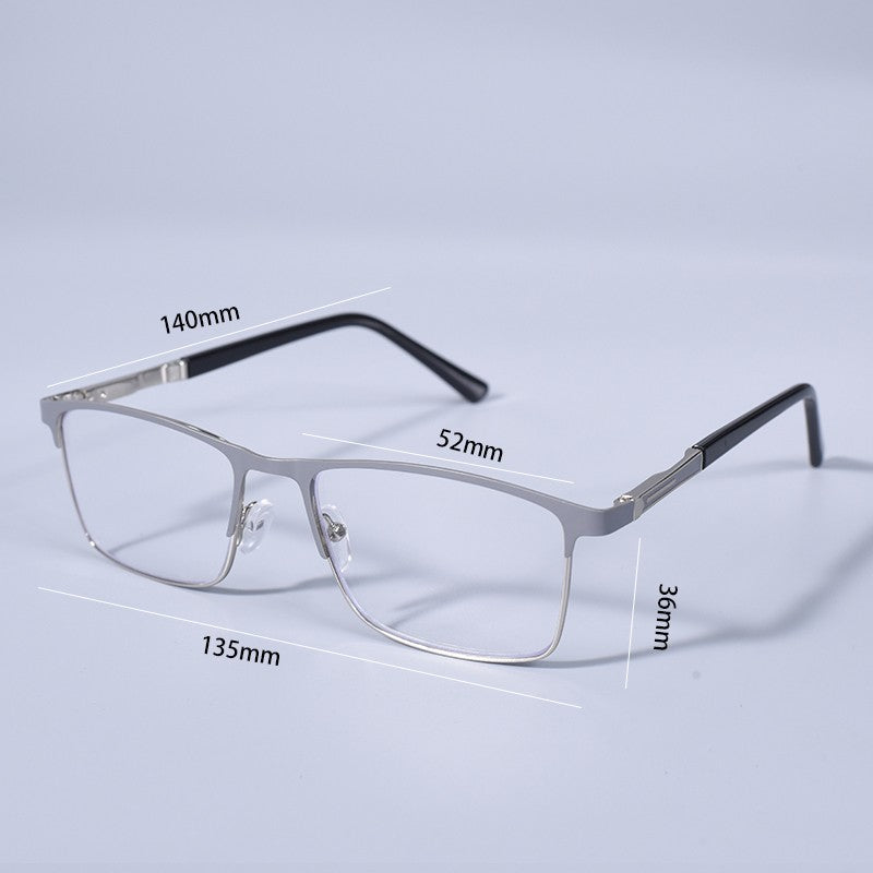 Anti Blue Light Men Reading Glasses Metal Full Frame Business Eyeglasses For Men Square Double Color Reading Eyewear +100+150