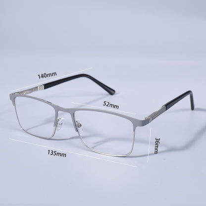 Anti Blue Light Men Reading Glasses Metal Full Frame Business Eyeglasses For Men Square Double Color Reading Eyewear +100+150