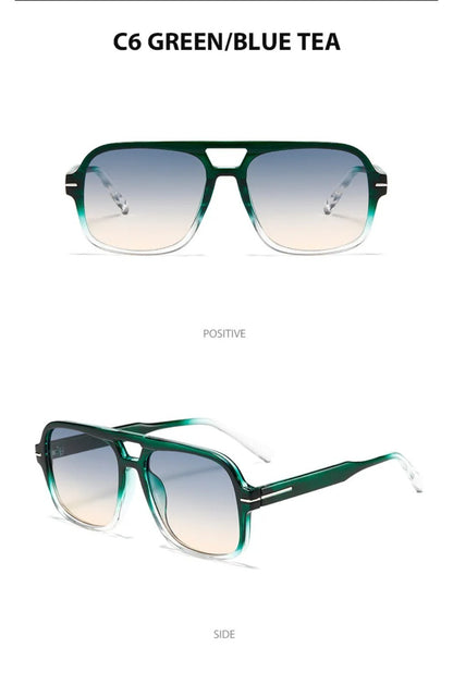 3507 Double Bridge Square Aviator Sunglasses - UV400 Vintage Pilot Style, Retro Classic Sun Glasses for Men Women Unisex 411240