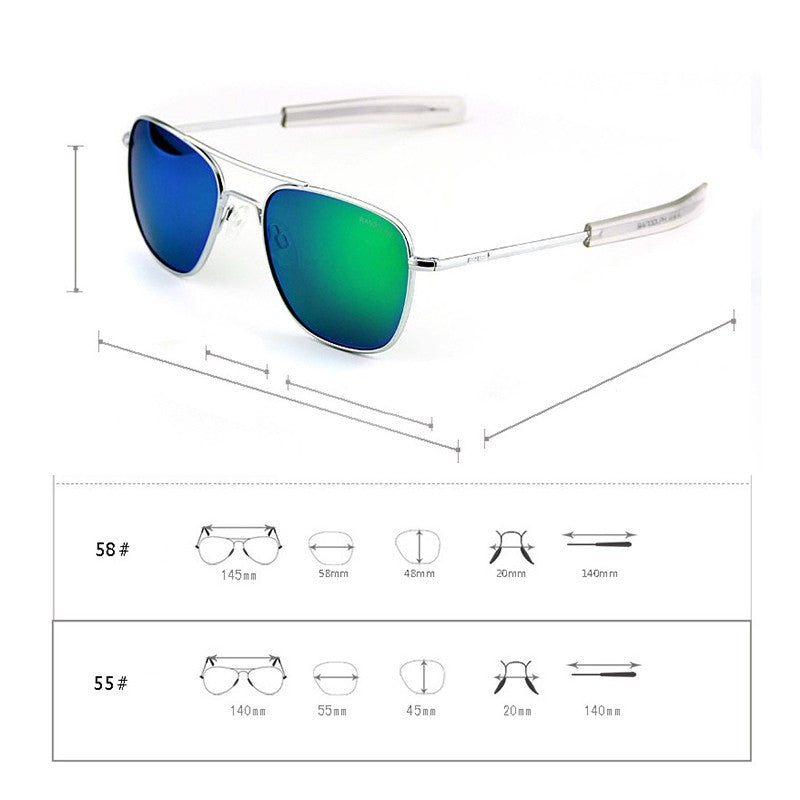 RE Sunglasses Man USA Army Military Aviation Pilot Sunglasses Woman Glass Lens Luxury Brand Retro Titanium Frame High Quality