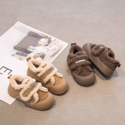 2025 Children's Cotton Shoes Winter New Style Thickened Warm and Comfortable Girls' Soft Bottom Fashion Retro Boys' Casual Shoes