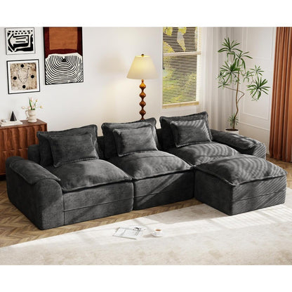 Cloud Modular Sectional Sofa L-Shaped Large Seater with Ottoman Removable Cover Comfortable Living Room Furniture