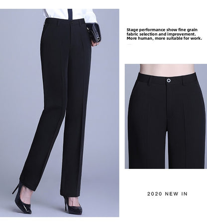Bla Straight Leg Work Pants Women's Autumn Winter Spring Profional Suit Pants Slimming Formal Long Trousers for Office