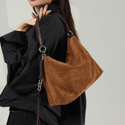 Hifashion Vintage Suede Genuine Leather Underarm Shoulder Bags For Women 2025 Luxury Designer Hobo Tote Office Ladies Handbags
