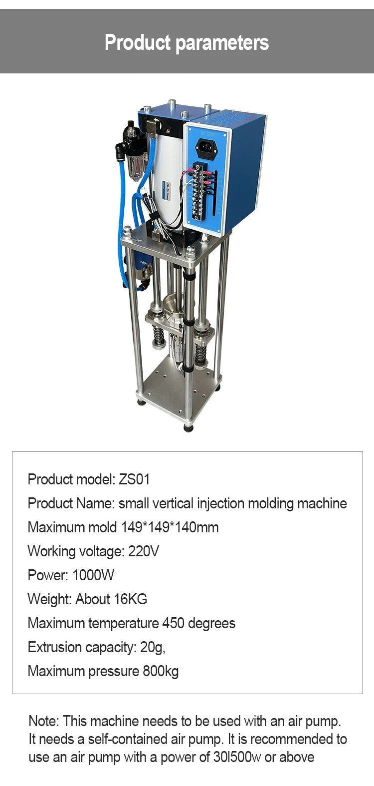 20g Vertical Injection Molding Machine Desktop Polymer Plastic Injection Molding Machine USB Power Switch Plug Molding Machine