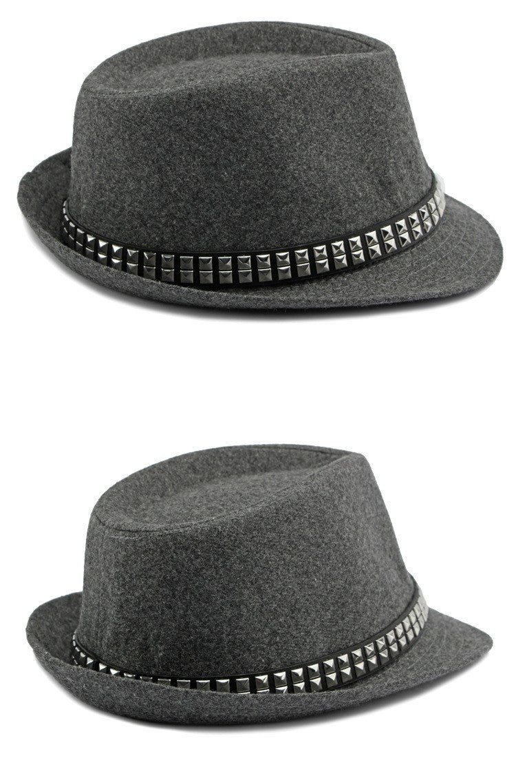 British Retro Jazz Hat Men's Autumn New Black Gentleman Hat Hip-hop Rivet Top Hat Women's Performance Hats
