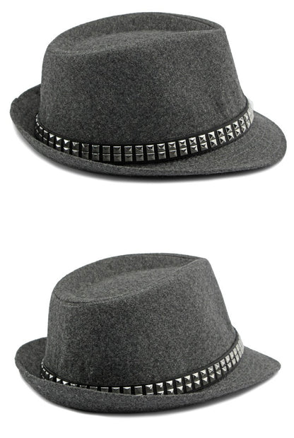 British Retro Jazz Hat Men's Autumn New Black Gentleman Hat Hip-hop Rivet Top Hat Women's Performance Hats