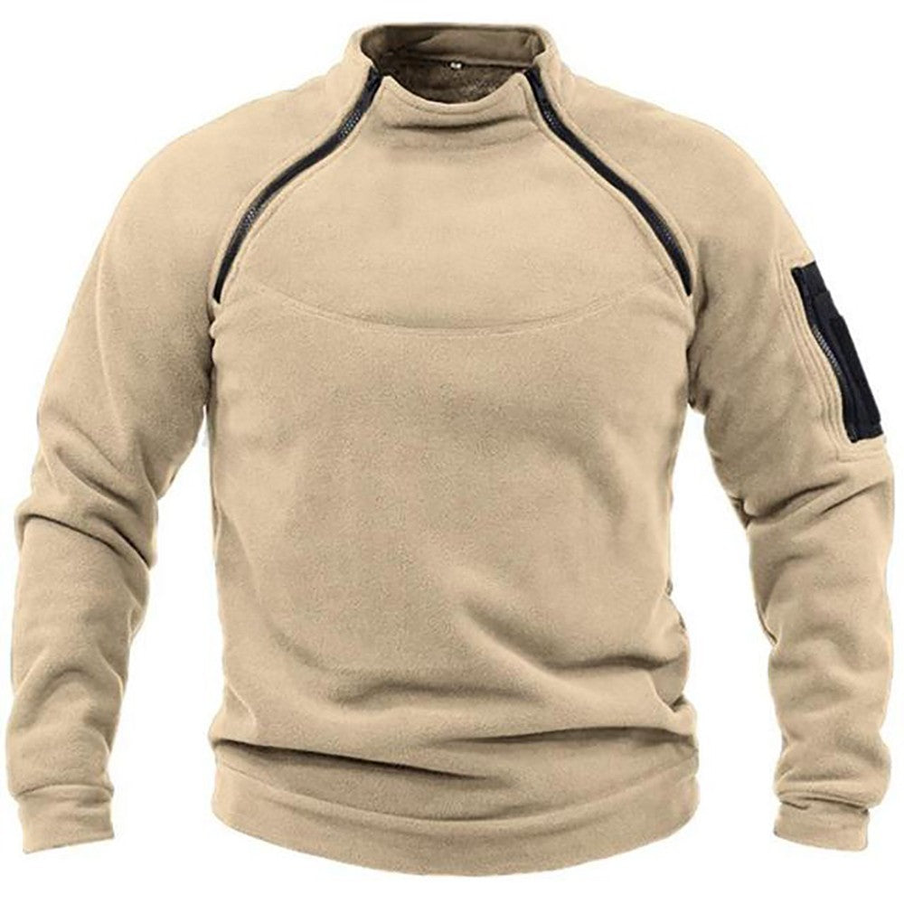 Men's Tactical Hoodies Military Outdoor Pullover Long Sleeve Zippers Pullove Fleece Windproof Thermal for Hiking Camping Army