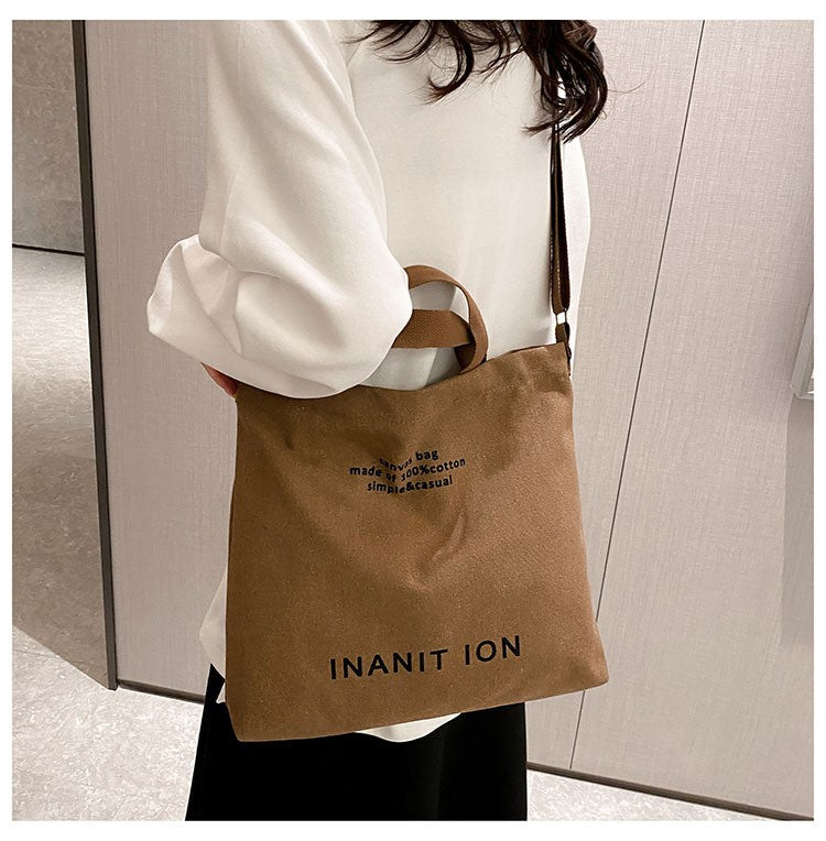 Japanese Canvas Men's and Women's Simple Cross-body Bag Wash Canvas Thick Handbag Large Capacity Arts Students Package Satchel