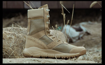 Bota Tática Leve de Verão para Combate Masculina e Feminina, Treino de Escalada, Impermeável, Caminhada ao Ar Livre, Sapatos de Malha Respirável