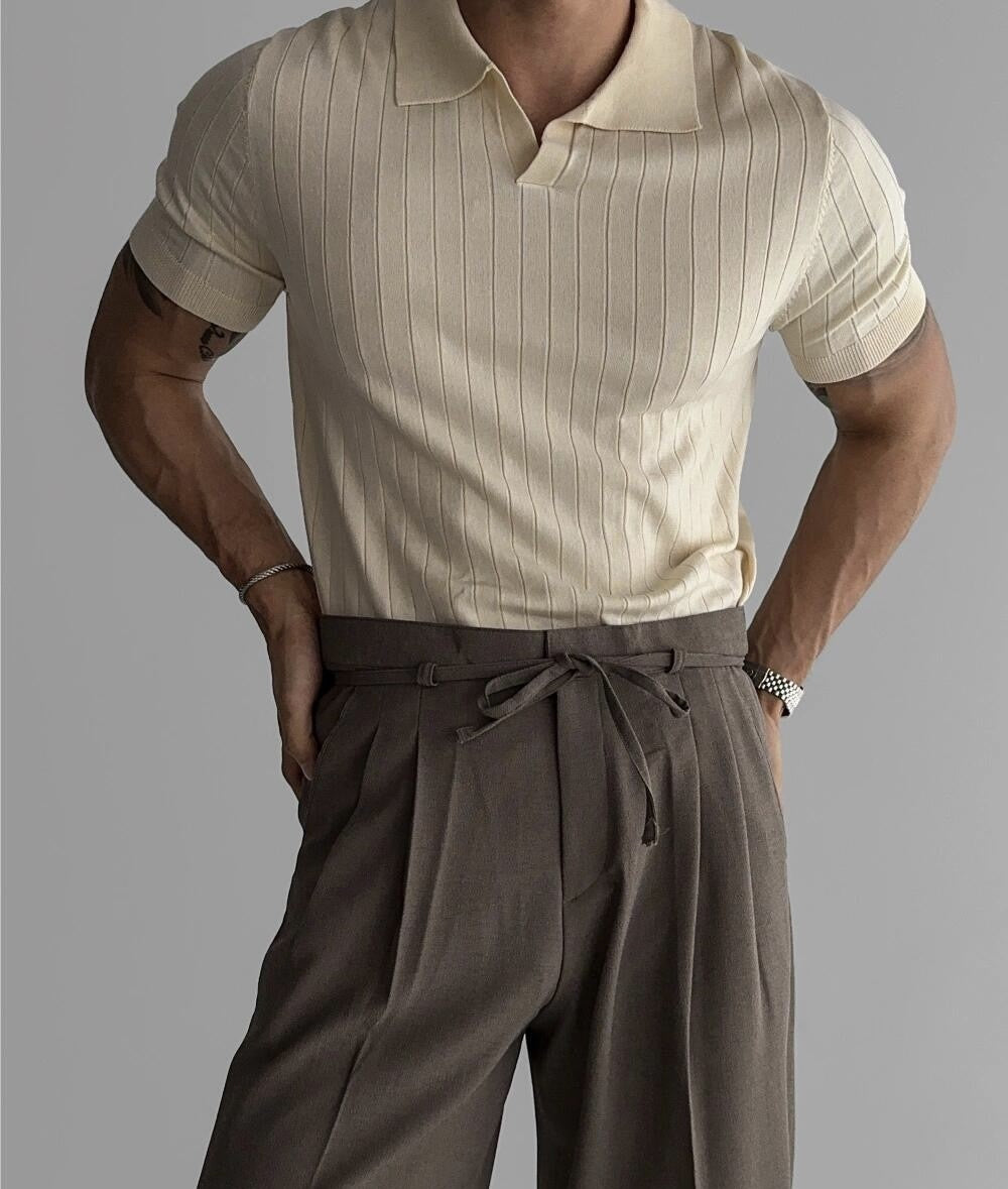 Men Slim Fit Polo Shirts Solid Stretch Sexy Collared TShirt Fashion Trendy Cotton Casual Top Summer Clothes Comfortable Stretchy