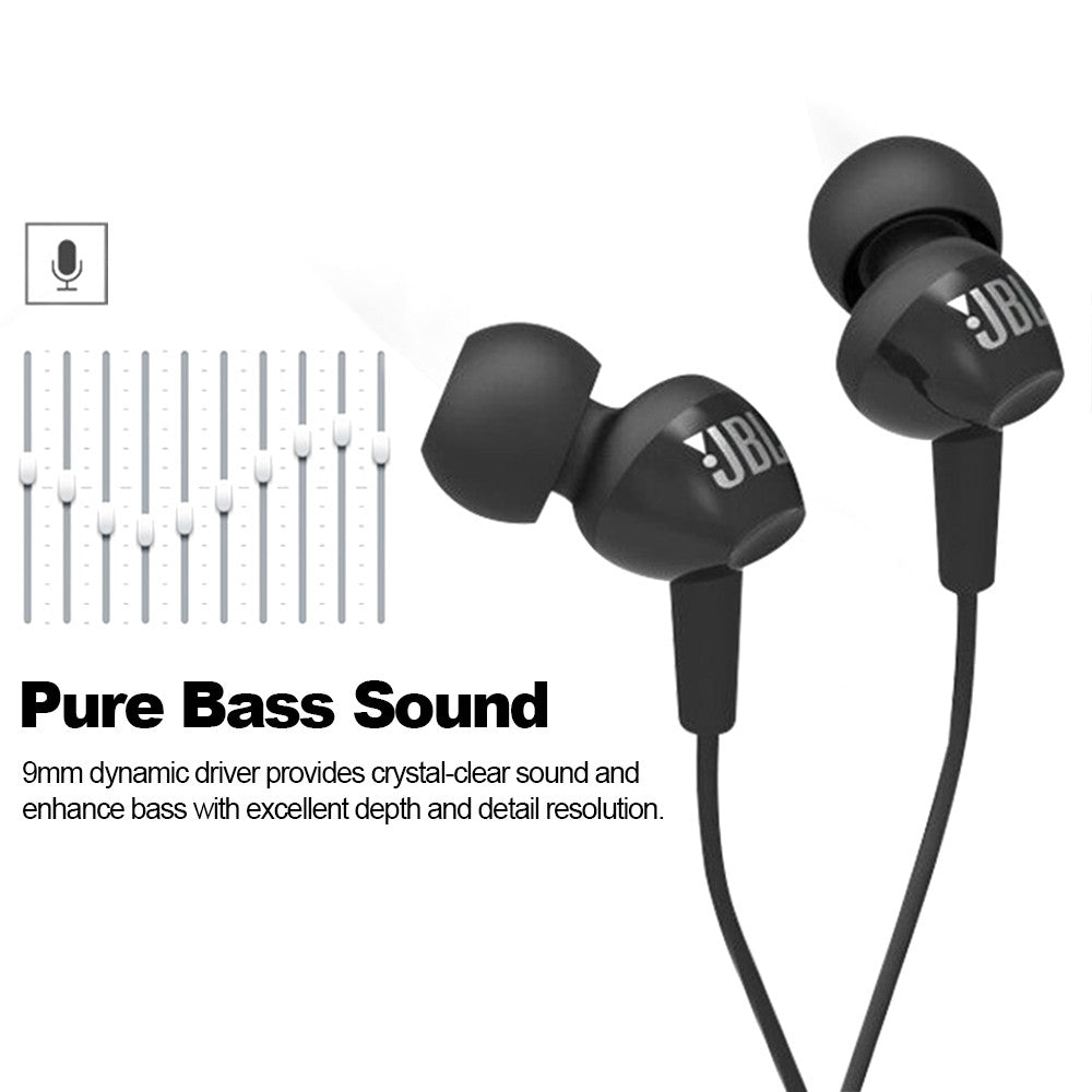 Fone de ouvido intra-auricular com fio JBL C100SI, estéreo para aulas on-line, jogos, com microfone para chamadas, arejado, para uso em laptop e reuniões