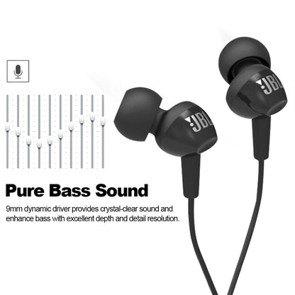 Fone de ouvido intra-auricular com fio JBL C100SI, estéreo para aulas on-line, jogos, com microfone para chamadas, arejado, para uso em laptop e reuniões