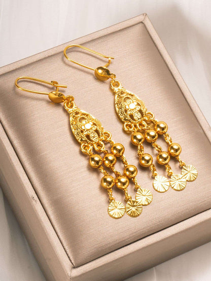 AU999 24K Gold Women's Ear Hanging Earrings - Elegant Dangle Jewelry