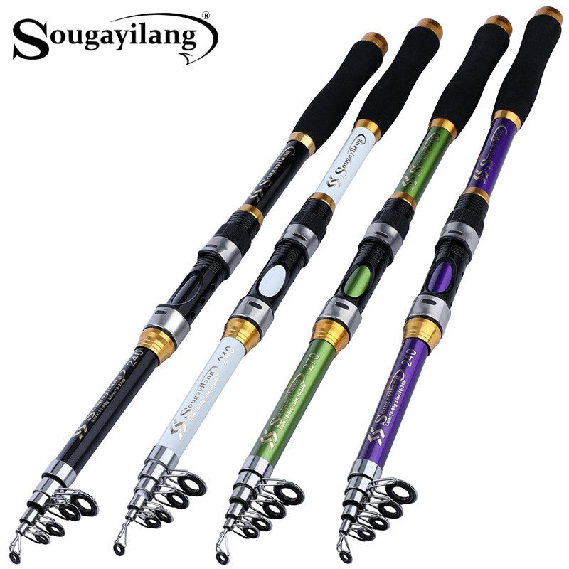 Sougayilang 4 Cores Vara de Pesca Telescópica 1.8m-3.3m Fibra de Vidro Cabo EVA Carpa Vara de Spinning Peso de Pesca 5kg