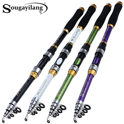 Sougayilang 4 Cores Vara de Pesca Telescópica 1.8m-3.3m Fibra de Vidro Cabo EVA Carpa Vara de Spinning Peso de Pesca 5kg