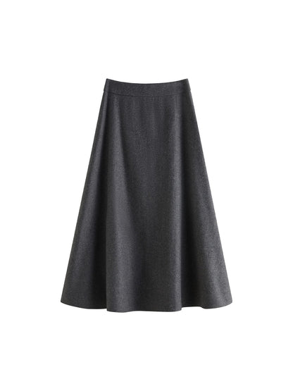 FSLE Office Lady Wool High Waisted A-line Skirt for Women Thickened Medium Length 2024 Winter New Women Casual Skirts 24FS14642