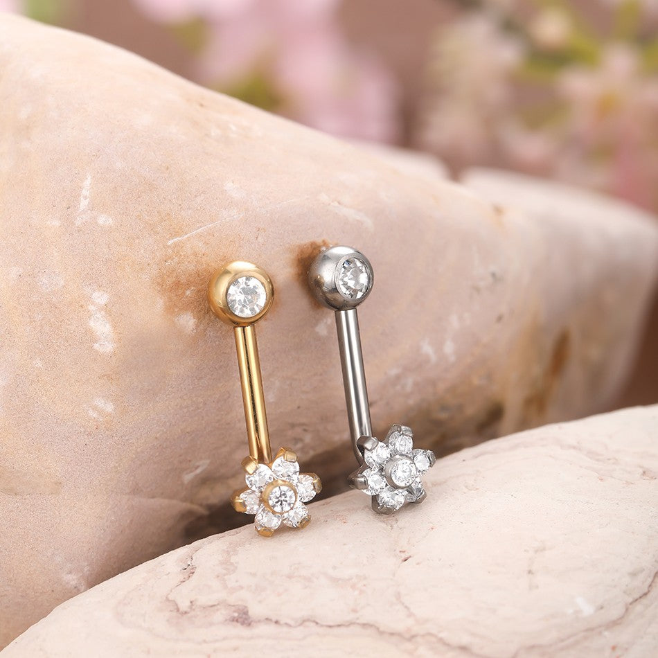 1PC Titânio Christina Vertical Hood Piercings Anéis de Lábio Flor Opala Sexy Piercings de Lábio Joias de Piercing de Sobrancelha VCH