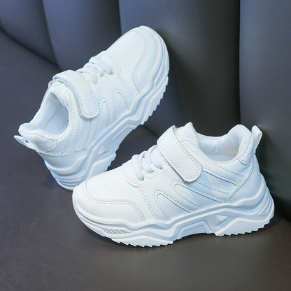 Spring Kids White Sneakers Leisure Chunky Concise Fashion Boys Girls Sport Shoes 26-37 Running All-match Children Trainers