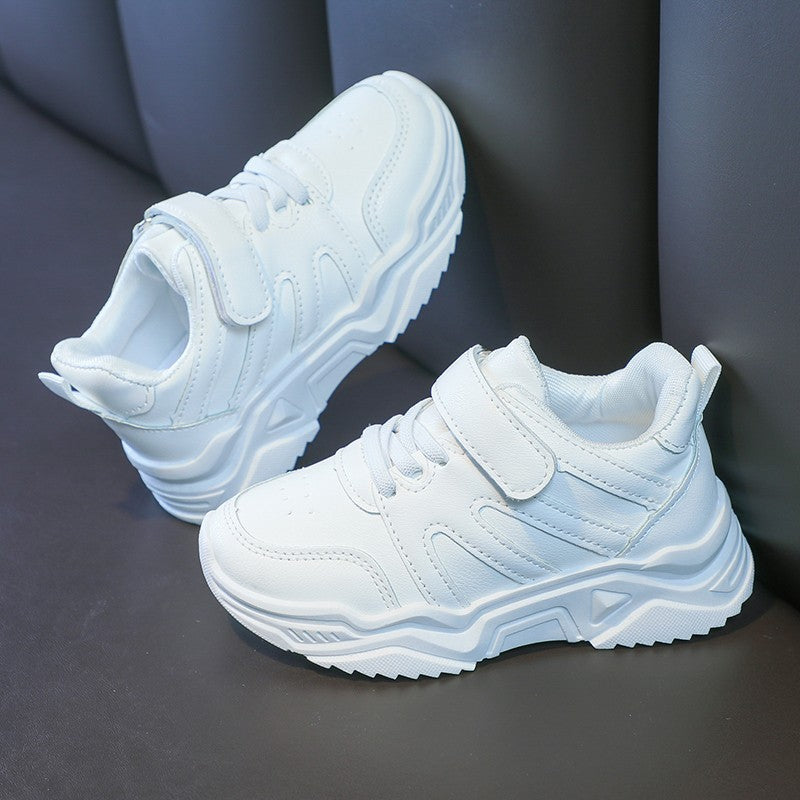 Spring Kids White Sneakers Leisure Chunky Concise Fashion Boys Girls Sport Shoes 26-37 Running All-match Children Trainers