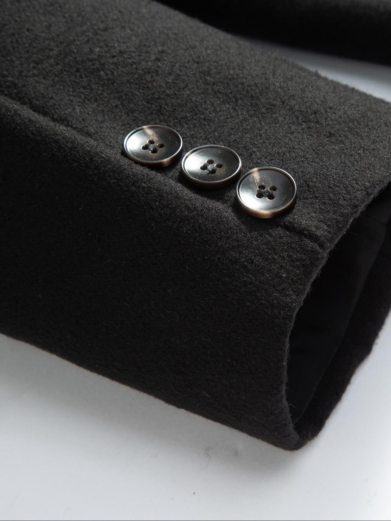 1 PCS Men's Woolen Overcoat, Long Sleeve Lapel Cardigan with Pockets, Casual Business Travel Daily Wear, All Seasons Outerwear