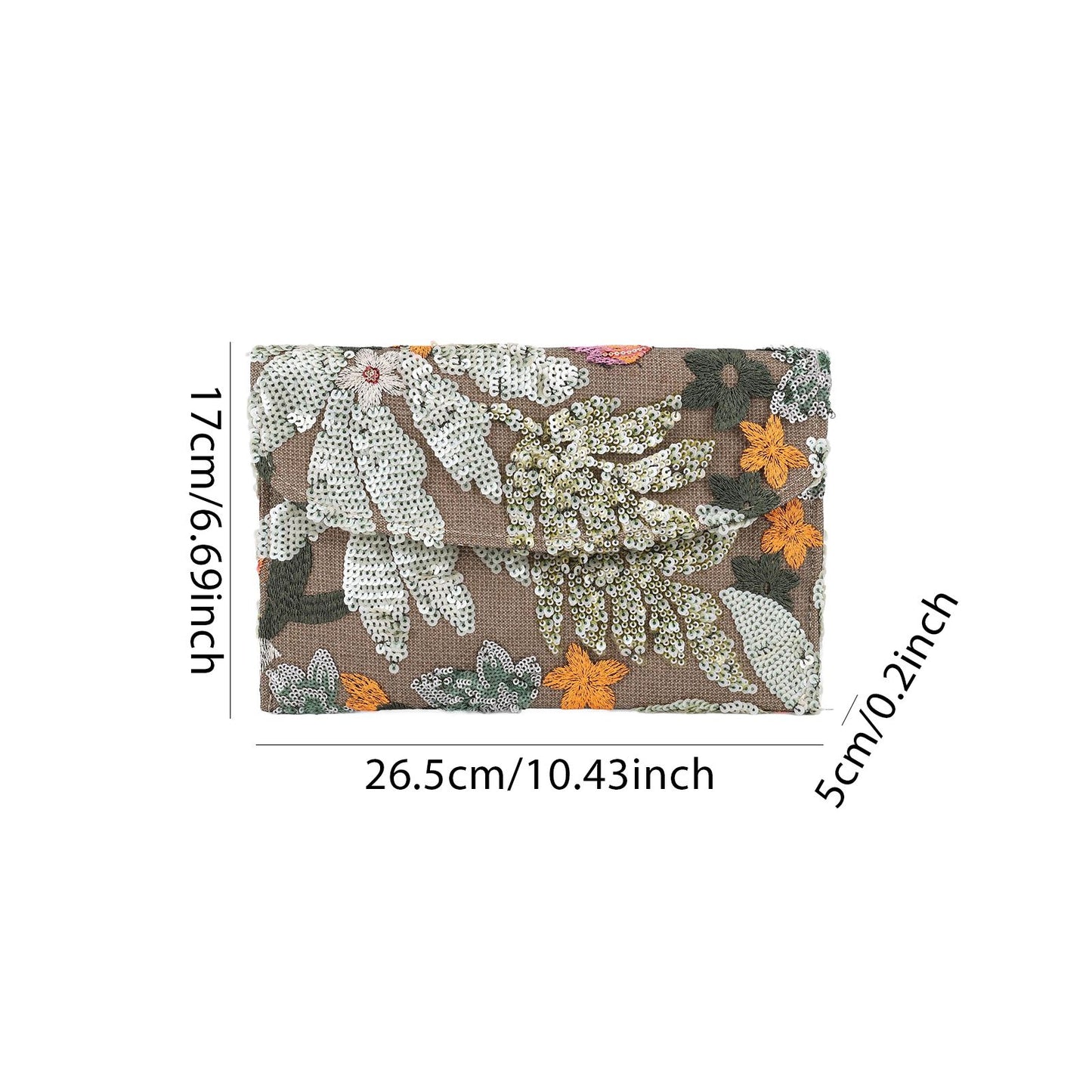 Straw Bag Evening Clutch Sequin Envelope Package Embroidered Handbag for Wedding Vacation Travel