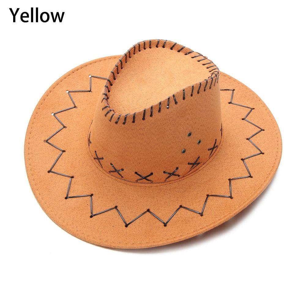 Acessórios Chapéu de Cowboy de Camurça de Aba Larga Estilo Ocidental Panamá Jazz Chapéu Fedora de Feltro