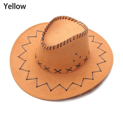 Acessórios Chapéu de Cowboy de Camurça de Aba Larga Estilo Ocidental Panamá Jazz Chapéu Fedora de Feltro