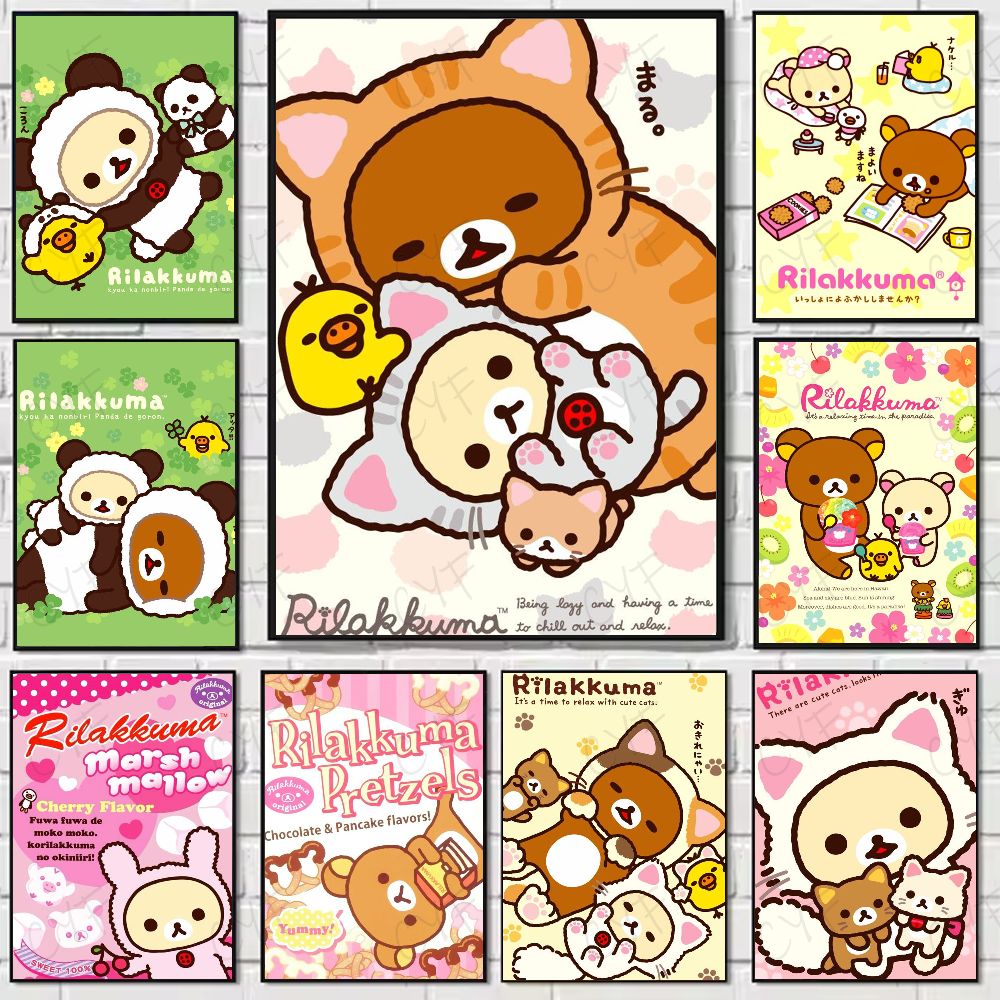 Cute Cartoon Anime R-Rilakkuma Poster High Quality Wall Art for Home Office Bedroom Living Room Hallway Bar Perfect Gift Idea