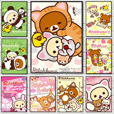 Cute Cartoon Anime R-Rilakkuma Poster High Quality Wall Art for Home Office Bedroom Living Room Hallway Bar Perfect Gift Idea
