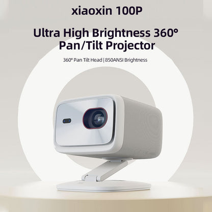 Projetor Lenovo Xiaoxin 100P Original 1140 ANSI Foco Automático Wifi6 Home Theater Inteligente 360 PTZ Suporte Projetor Portátil 4K HD