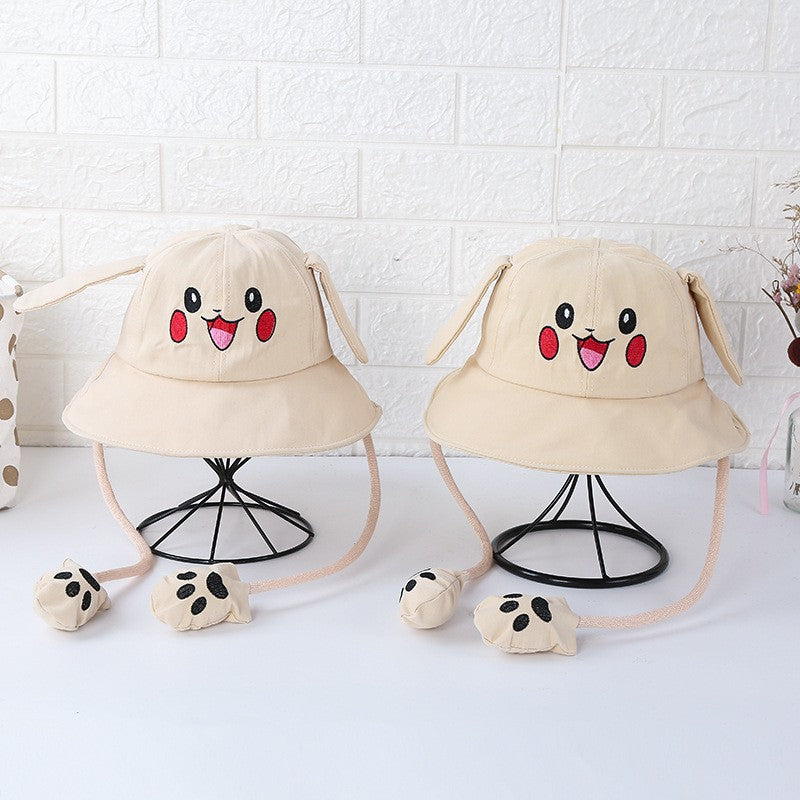 Kids Summer Broad-brimmed Cotton Hats Children Bucket Caps for Beach Holiday Boys Girls Sun Protection Hat Parent-child Outfit