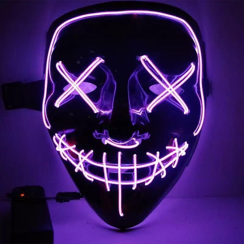 LED Glowing Black V-Shaped Mask, Masquerade Cheering Prop, EL Ghost Face Mask, Glowing Mask