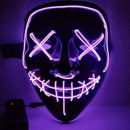 LED Glowing Black V-Shaped Mask, Masquerade Cheering Prop, EL Ghost Face Mask, Glowing Mask