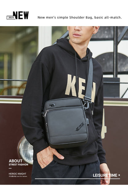 HK Casual Men's Shoulder Bag Large Crossbody Bag USB Charging Travel Sports Chest Bags Waterproof Sling Pack With Headphone Jack