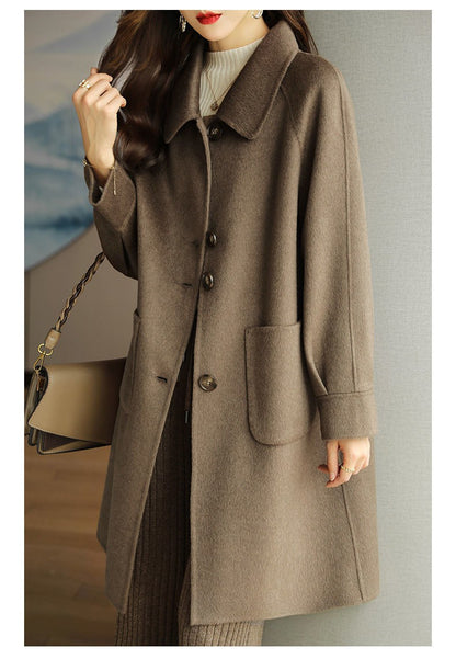 Plus Size Women's Thickened Woolen Coat Hot Sale Of The Season Autumn Winter New Style Small Size Korean Version Slimming Med...