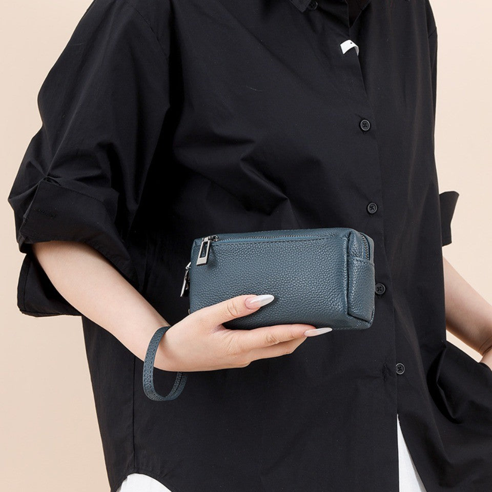 100% Genuine Cow Leather Wallet Purse Luxury Handbags Women Bags Designer Ladies Clutches Bags for Women Top Quality Phone Sac