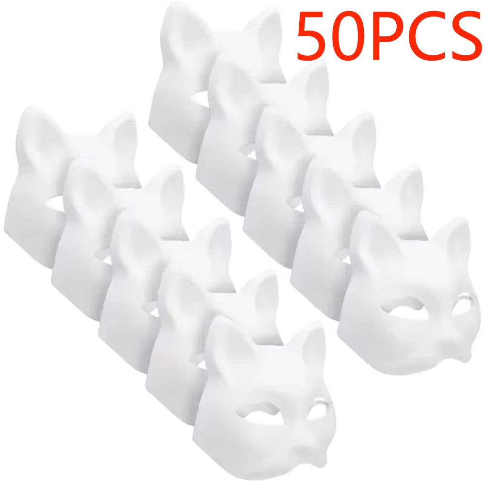 5-50Pcs Cat Fox Mask Halloween Blank Mask Costume for Adults for Holiday Party Role playing accessories