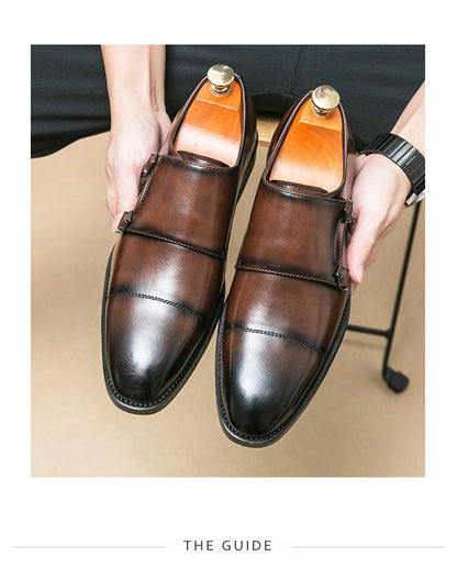 Large size men's three-point casual leather shoes men's leather business gentleman British style dress men Mengke shoes